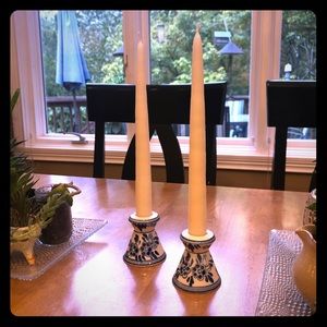 Vintage Delfts Hand-Painted Small Candle Holders